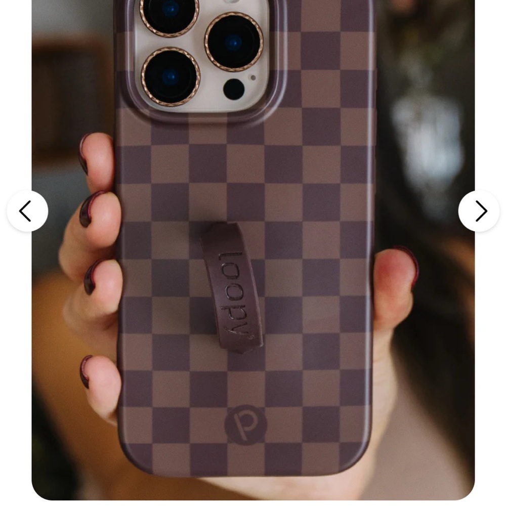 Loopy Case Checkered Phone Case with Loop - Dark Purple